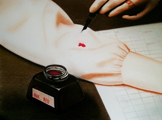 Ink-red (2009) Lápiz y pastel sobre papel. Medidas 30 x 40 cm.
