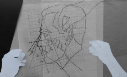 Para ser otro, serie Fatale, 2018. Dibujo/collage, lápiz, marcador y papel sobre papel. 30,5 x 50 cm.